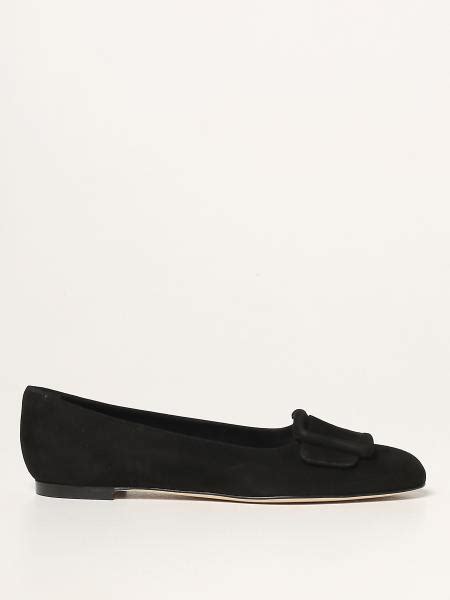 Manolo Blahnik Maydi Flat Ballerinas In Suede Black Manolo Blahnik