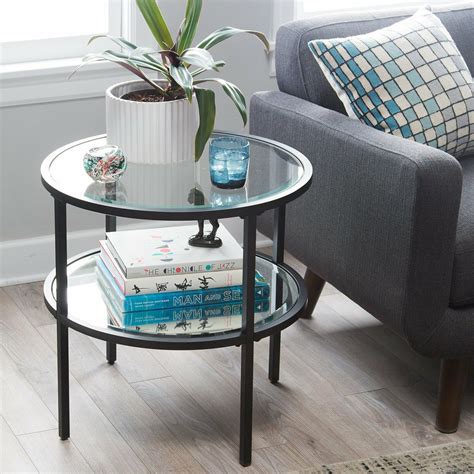 Modern metal side table magic. Contemporary Glam Metal Glass Modern Round Black End Table ...