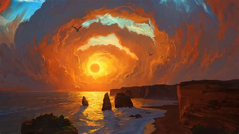 Download Sunset Artistic Landscape Hd Wallpaper