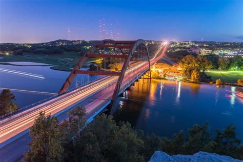 360 Pennybacker Bridge Blue Hour Austin Texas Usa Editorial