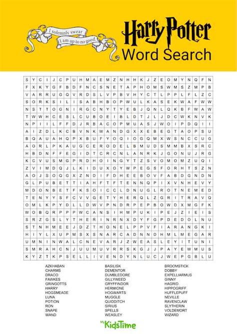 Have Some Magical Fun With Your Free Harry Potter Word Search Harry