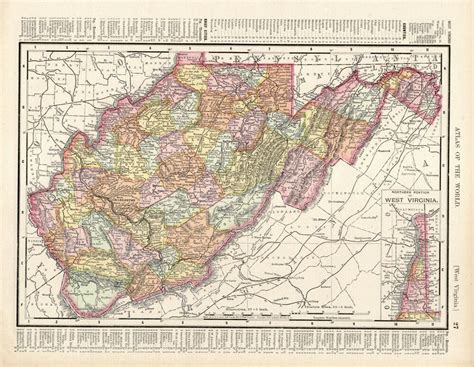 1895 Antique West Virginia Map Vintage Map Of West Virginia State Map