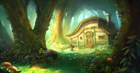 Hunters Cabin Oku Ki Kim Fantasy Landscape Fantasy Forest