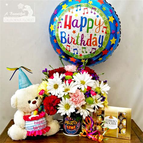 They go with flowers, plants, baskets, teddy bears, and any other gift. Happy Birthday Combo - Flowers, Bear, Chocolates and ...