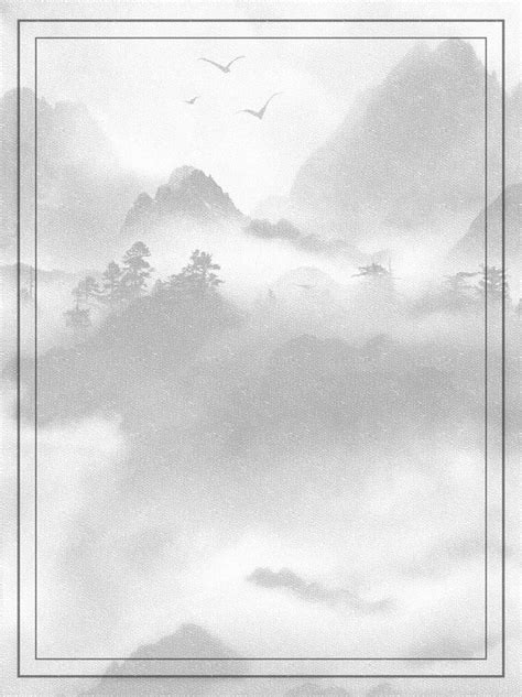 Vintage Ink Wind Landscape Black And White Poster Background Far