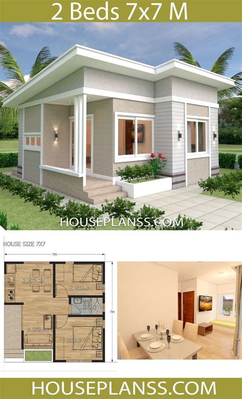 Small House Design Plans 7x7 With 2 Bedrooms House Plans 3d En 2020