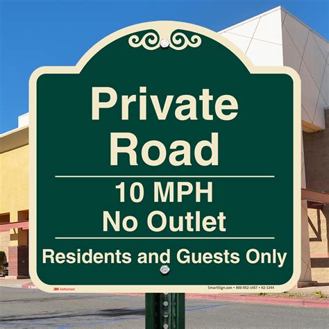 Private Road No Outlet 10mph Signature Sign Sku K2 1344