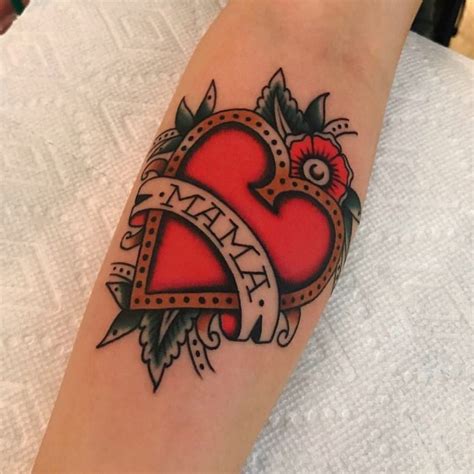 Traditional Heart And Banner Tattoo