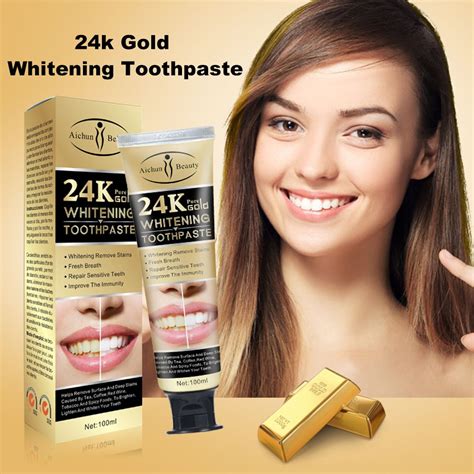 24k Gold Toothpaste Dental Care Smoke Stains Breath Freshening Mouthguard Oral Cleaning