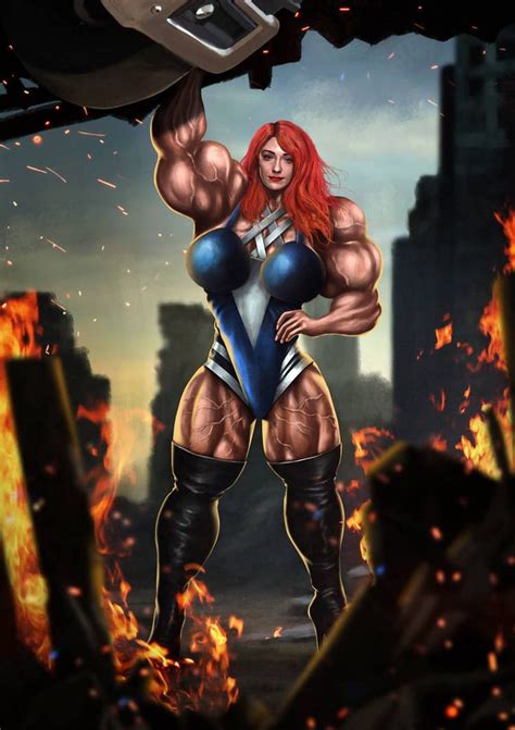 Super Nicola To The Rescue By Grimmtoof On DeviantArt Female Muscle Growth Supergirl Muscle