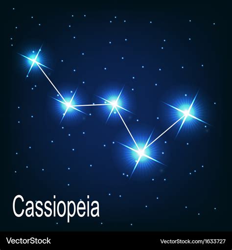 Constellation Cassiopeia Star In The Night Sky Vector Image