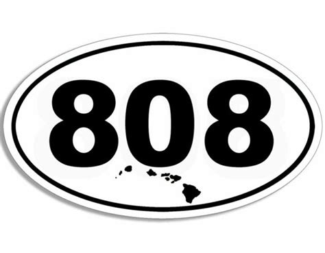 3x5 Inch White Oval 808 Hawaii Area Code Sticker Maui Hi Honolulu Oahu