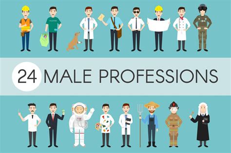 24 Different Male Professions Custom Designed Graphics Creative Market