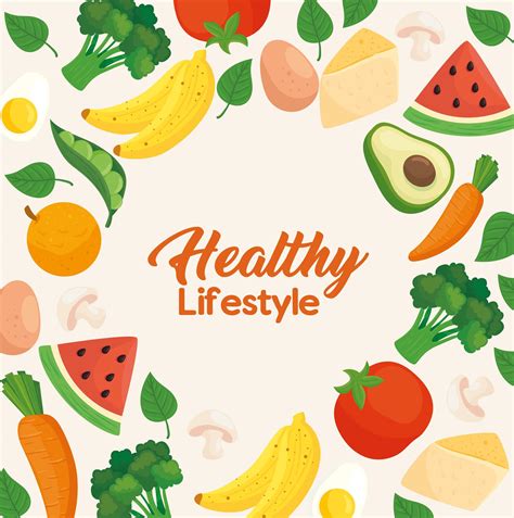 Healthy Lifestyle Banner With Vegetables Fruits And Food 2033918