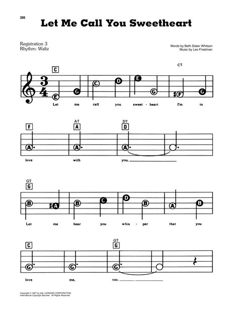 Beth Slater Whitson And Leo Friedman Let Me Call You Sweetheart Sheet Music Pdf Notes Chords