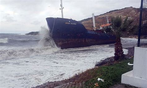 Turkish Cargo Ship Beached By Storm