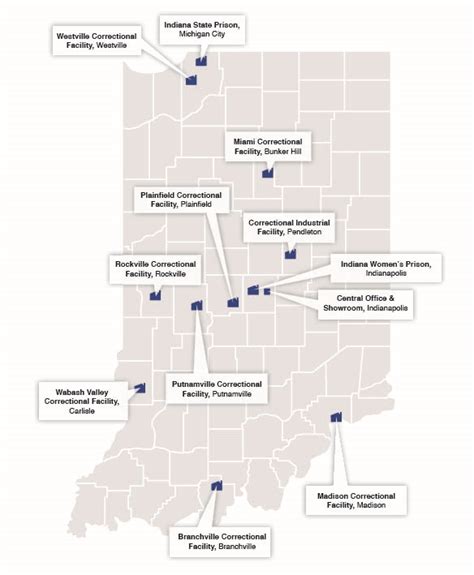 Idoc Indiana Correctional Industries Temp Map