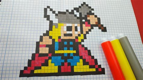 Como Hacer A Thor Marvel Pixel Art 8 Bits Producción Artística