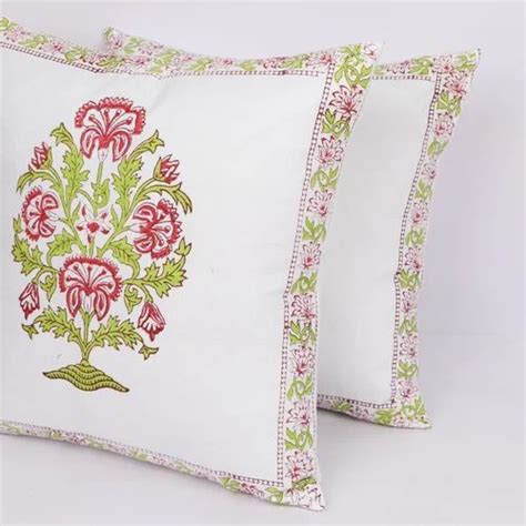 Multicolor Hand Painted Printed Cotton Border Cushion Cover Size 16 X