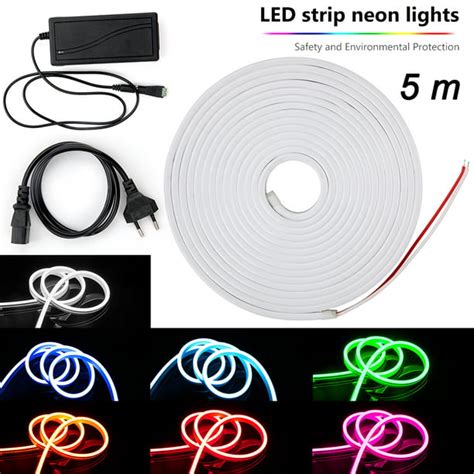 Led Strip Lights Led Neon Light Rope Outdoor Flexible Light Dc 12v 164 Ft5m 2835 120 Leds
