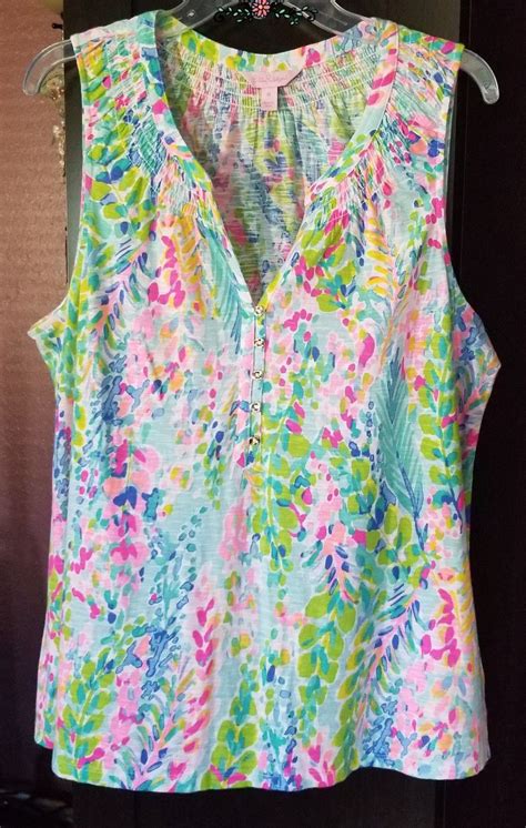 Lilly Pulitzer Essie Tank Top Multi Catch Wave Nice Dresses