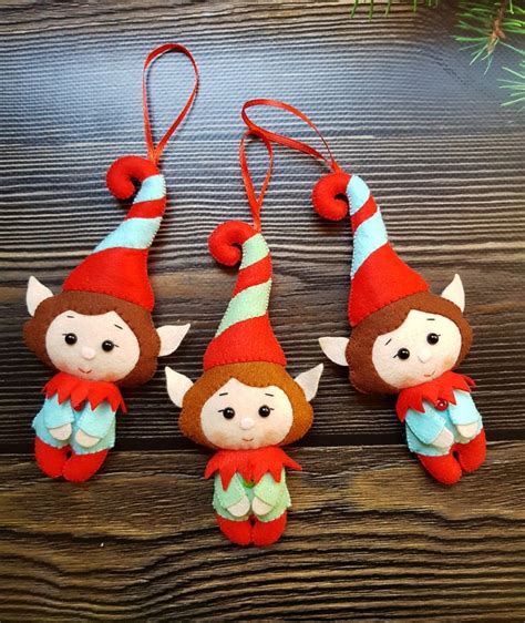 Christmas Elves Felt Gnome Ornament Felt Christmas Elf Etsy