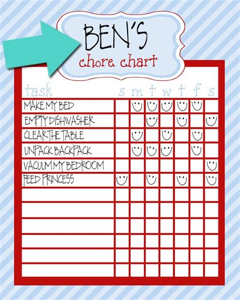 Fridays Freebie Printable Chore Charts Printable Chore Chart Chore
