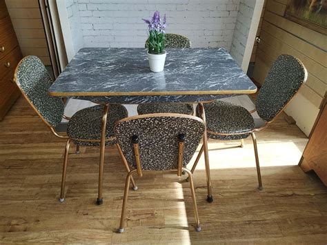 Vintage Formica Kitchen Table Chairs Marble Effect Dining Table Retro Rare Vinterior