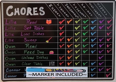 Chore Board 12x17 Magnetic Dry Erase Chore Chart Reward