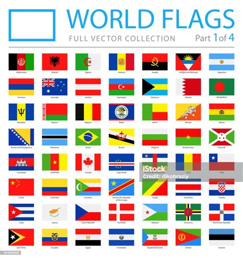 Världens Flaggor Vektor Rektangel Platt Ikoner Del 1 Av 4 Vektorgrafik