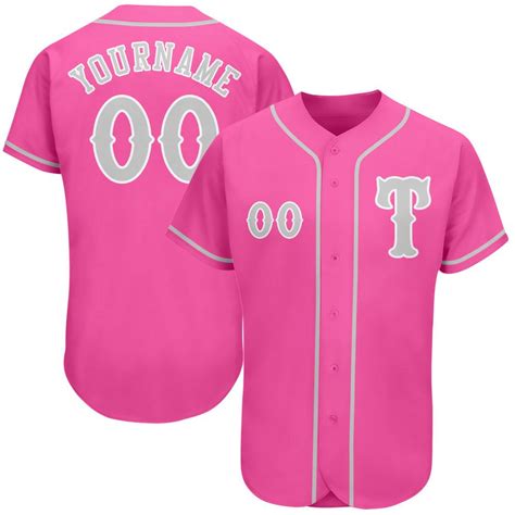 Custom Personalized Pink Gray White Baseball Jersey Meteew