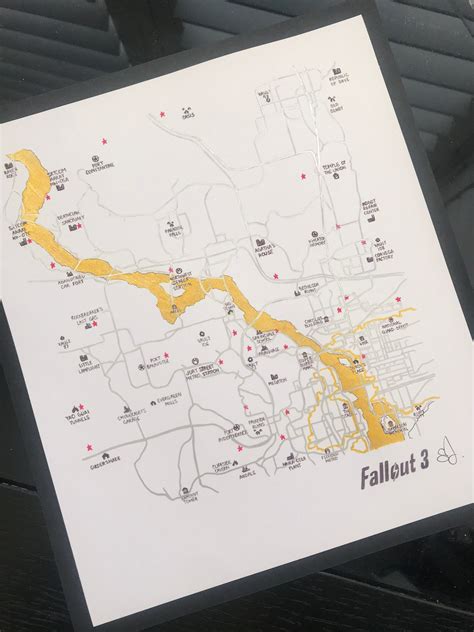 Fallout 3 Capital Wasteland Map Print Etsy