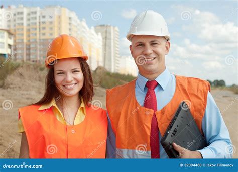 Portrait Of Two Builders Stock Photo Image Of Shirt 32394468