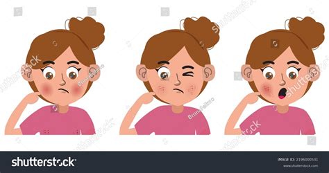 Three Types Facial Skin Problems Allergic Stock Vector Royalty Free