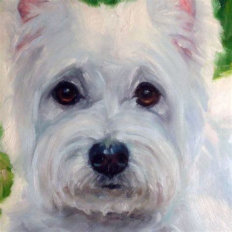 White Westie Custom Pet Portrait Oil Painting By Puci 8x8 Custom