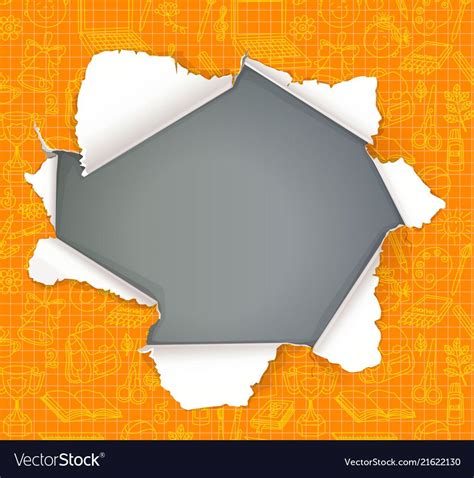 Broken Hole In The Paper With School Pattern Vector Image On