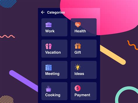 Sketch is more like adobe photoshop but it's built mainly for app prototyping and has one. Todo app categories selection UI design by Bala UX on Dribbble