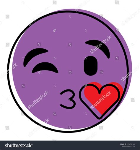 Purple Emoticon Cartoon Face Blowing A Kiss Love Royalty Free Stock