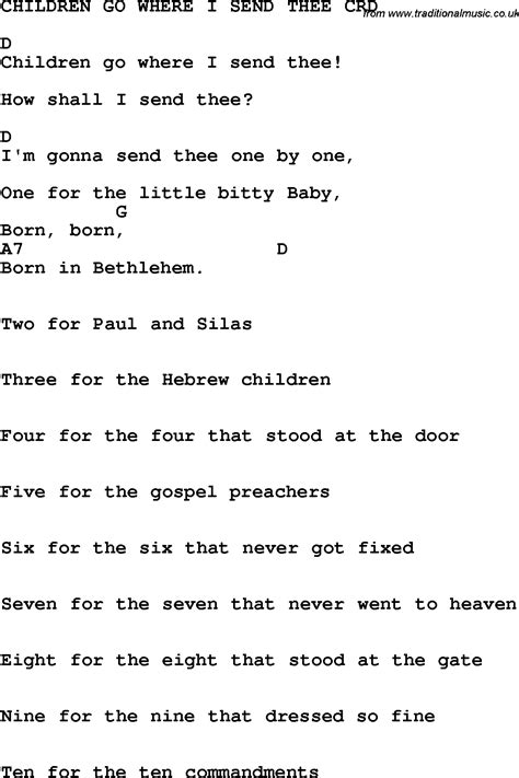 Scarica il prontuario e il corso di chitarra gratis! Christian Chlidrens Song Children Go Where I Send Thee CRD ...