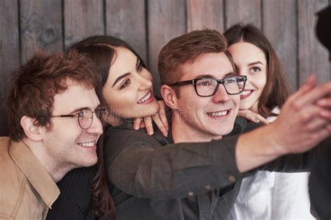 How It Looks At Backstage Taking Selfie Close Up Front View Of Friends Stock Image Image Of