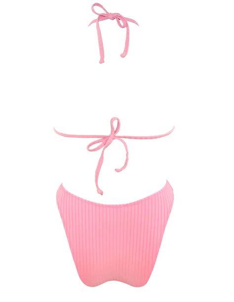 Rib Pink Triangle Bikini Emma Swimwear