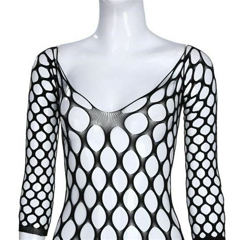 Full Body Lingerie Bodystocking Dress Sexy Fishnet Bodysuit Outfit 8948