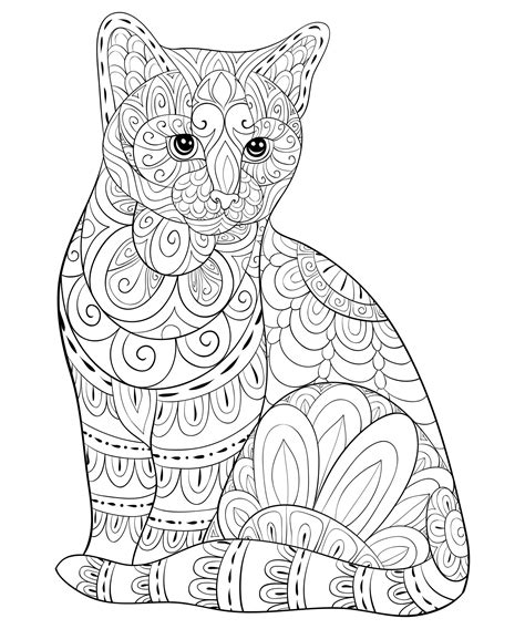 Dessin mandala chat beau imprimer coloriage mandala elegant. Chat à colorier avec motifs Zentangle - Coloriages de ...