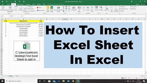 How To Insert Excel Sheet In Excel Sheet Youtube