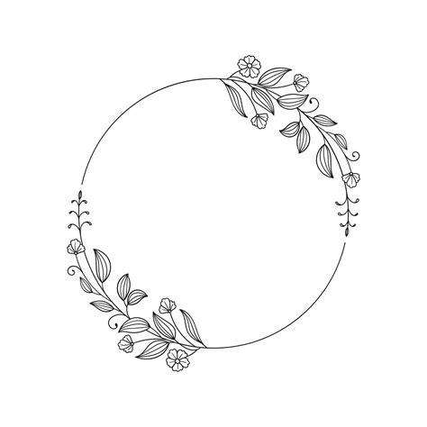 Hand Drawn Floral Wreath Circle Frame Vector Art At Vecteezy