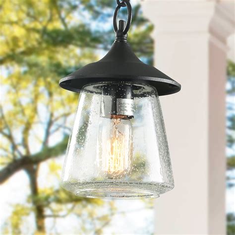 Lnc Farmhouse Black Outdoor Hanging Lantern Pendant Lighting With Glass