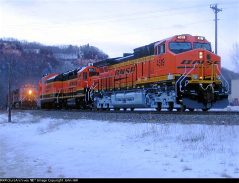 120128013 Westbound Bnsf Snow Plow Lashup Stopped Due To Trackwork Ahead