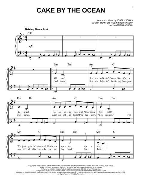 Facts about cake by the ocean this was the first single dnce ever dropped. DNCE - Cake By The Ocean sheet music