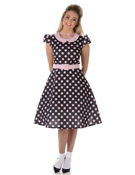50s Dress With Pink Dots For Women This 50s Costume For Women
