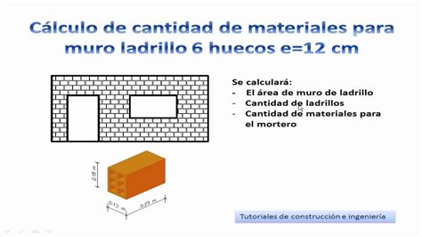 13 Cálculo de materiales de construcción para un muro de ladrillo de